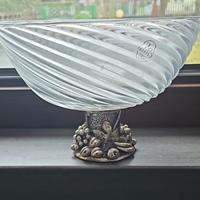 Centrotavola vintage in vetro di Murano e argento 