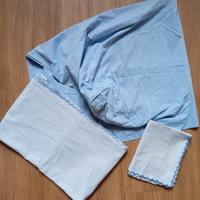 Completo lenzuola singolo azzurro, in cotone.