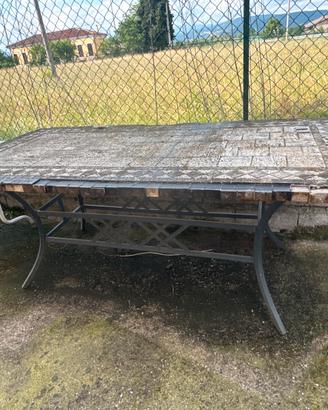 Tavolo da giardino in ferro e mosaico – 200×100 cm