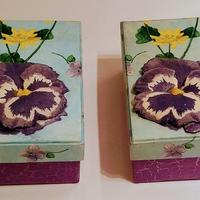 Natale - coppia scatole decorate decoupage a mano