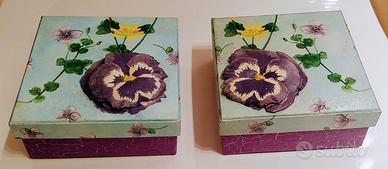 Natale - coppia scatole decorate decoupage a mano