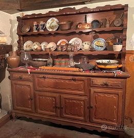 Credenza, madia, piattaia in rovere per tavernetta