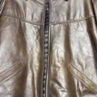 Giaccone trapuntato biker pelle martellata marrone