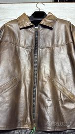 Giaccone trapuntato biker pelle martellata marrone