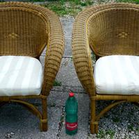 Poltrone in midollino con cuscini, giunco, rattan