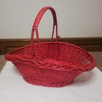 Cestino Vimini Rosso Vintage 