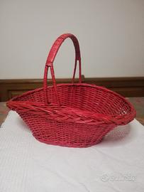 Cestino Vimini Rosso Vintage 