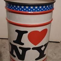 BIDONE CONTENITORE VINTAGE NEW YORK IN METALLO 