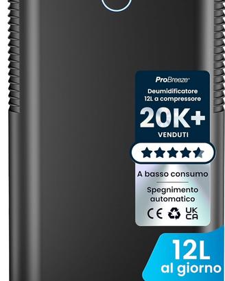 Pro Breeze OmniDry Deumidificatore 12L/24h,