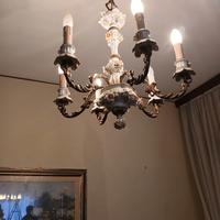 lampadario in bronzo e porcellana capodimonte