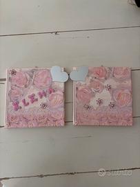 Set 2 Quadretti Decorativi Rosa Shabby Chic