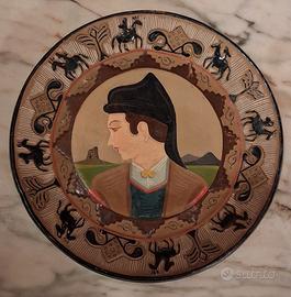 Piatto ceramica sarda artistica meta' 900