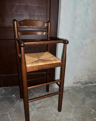 Seggiolone per bambini in legno (seduta in paglia)
