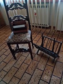 sedia trono,portarotoli e portariviste anni 60