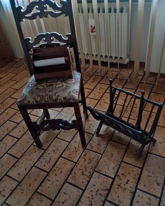 sedia trono,portarotoli e portariviste anni 60