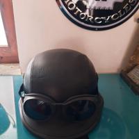 Casco/ Elmetto + Occhiali stile Tedesco moto.