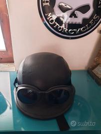 Casco/ Elmetto + Occhiali stile Tedesco moto.