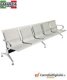 Panca per sala dattesa 5 posti in acciaioSilver