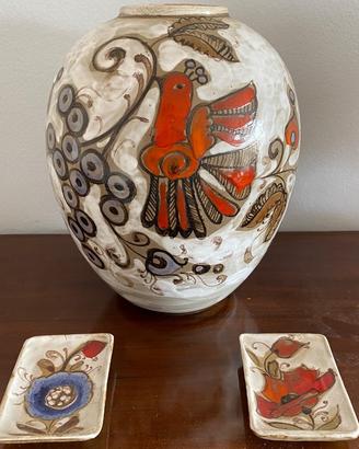 Elio Schiavon vaso e posacenere in ceramica anni ’