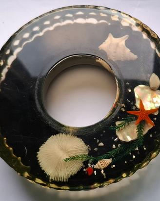 Posacenere vintage resina e conchiglie marine