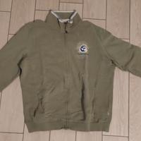 Felpa Napapijri verde militare con logo in rilievo