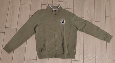 Felpa Napapijri verde militare con logo in rilievo