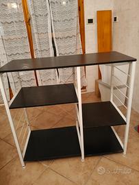 Mobiletto mulltifunzione in legno e metallo