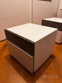 Coppia Comodini moderni bianchi con inserti grigio