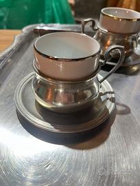 Set 6 tazzine da caffe vintage con piattino