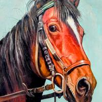 Quadro con Cavallo dipinto a mano e firmato a olio