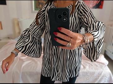 Maglia  donna Zebrata in raso maniche a campana 
