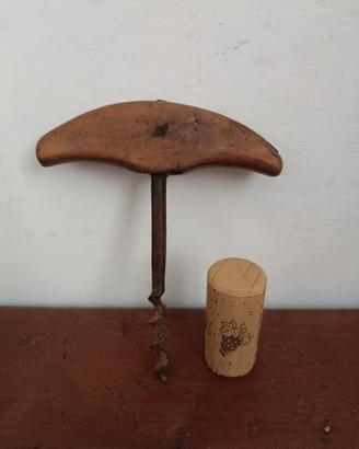 antico cavatappi vino manico legno