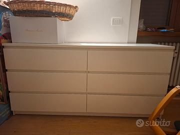 cassettiera MALM bianca 6 cassetti