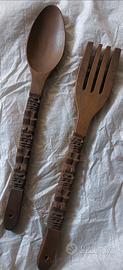 posate giganti in legno vintage da parete