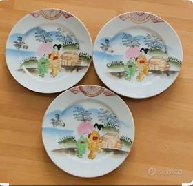 PIATTINI ( 3) DESSERT PORCELLANA MADE IN JAPAN