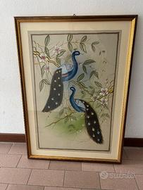 Quadro dipinto su seta 59x82x3