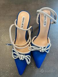 Décolleté gioiello blu elettrico con strass