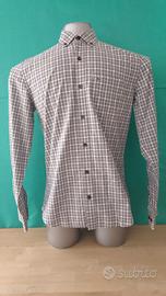 Lacoste camicia slim fit quadretti bianco/grigio