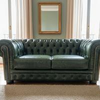 Chester divano 2 posti in vera pelle vintage verde