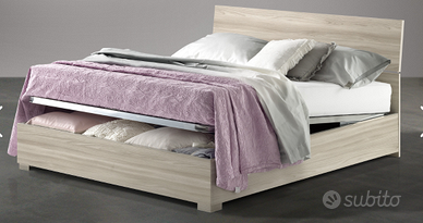 letto matrimoniale contenitore+materasso+topper