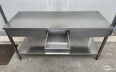 Tavolo in inox con cassetto centrale da 1800 mm