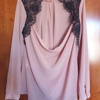 camicia XTSY rosa cipria con pizzo taglia S 