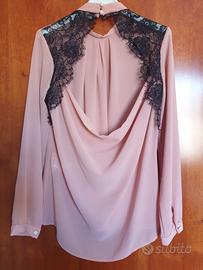 camicia XTSY rosa cipria con pizzo taglia S 