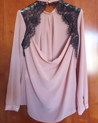 camicia XTSY rosa cipria con pizzo taglia S 