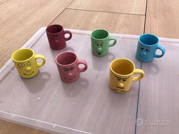 Set 6 tazzine da caffè Vidal, colorate, emoticons