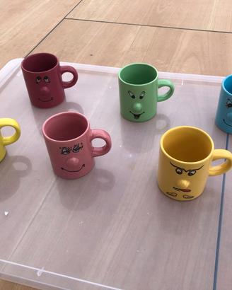 Set 6 tazzine da caffè Vidal, colorate, emoticons