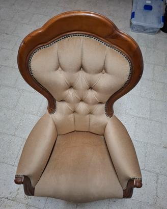 poltrona vintage stile classico legno velluto
