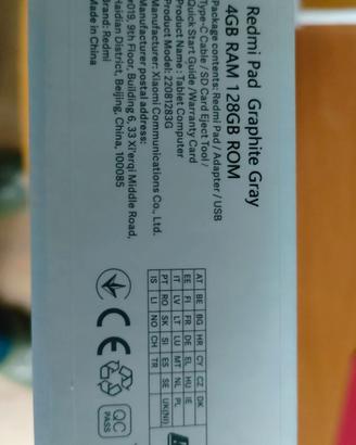 Redmi pad grafite Gray 4 GB RAM 128 GB rom