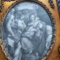 Quadro stile barocco con stampa religiosa ovale – 