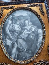 Quadro stile barocco con stampa religiosa ovale – 
